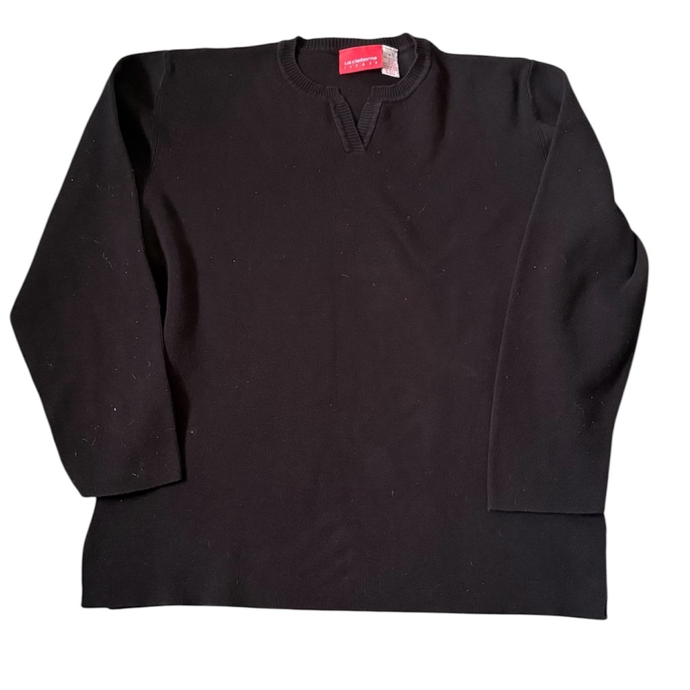 Liz Claiborne Liz & Co Women’s Black Medium Pullover Long Sleeve Cotton Shirt